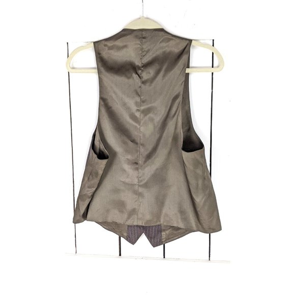 Vintage 70s brown pin striped mens button down suit vest - Picture 4 of 4